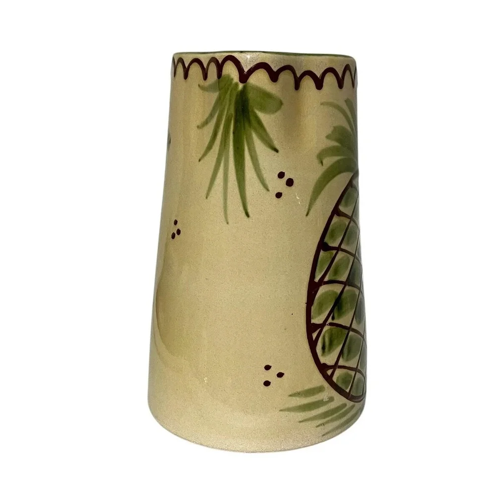 Hand Painted Italy Pineapple Ceramic Mug Tall Coffee Cup Tropical Green 8